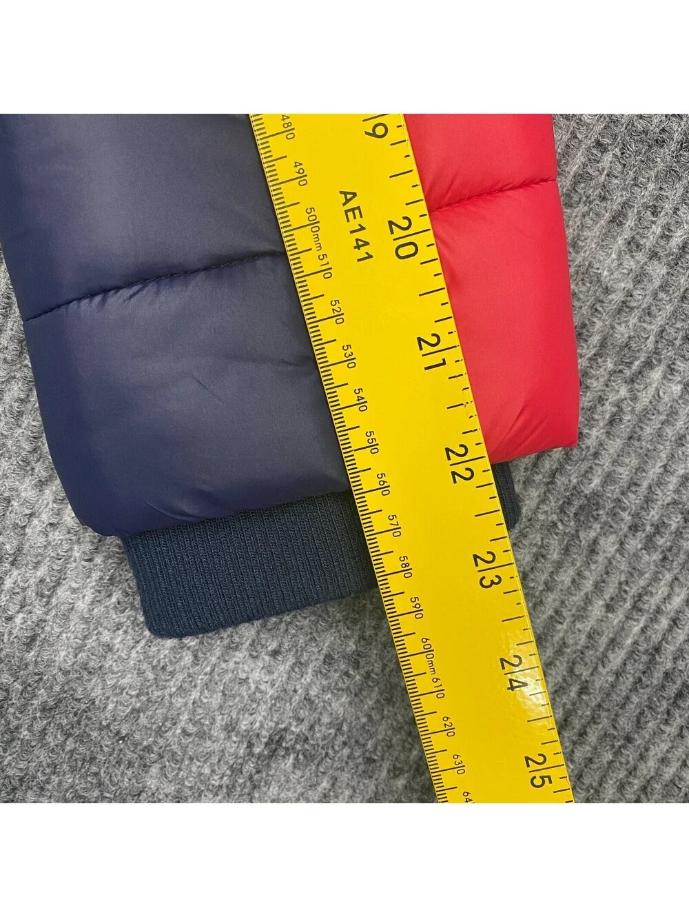Diesel Full Zip Snap Puffer Jacket Youth Size 14 Blue Red Colorblock Nylon Shell